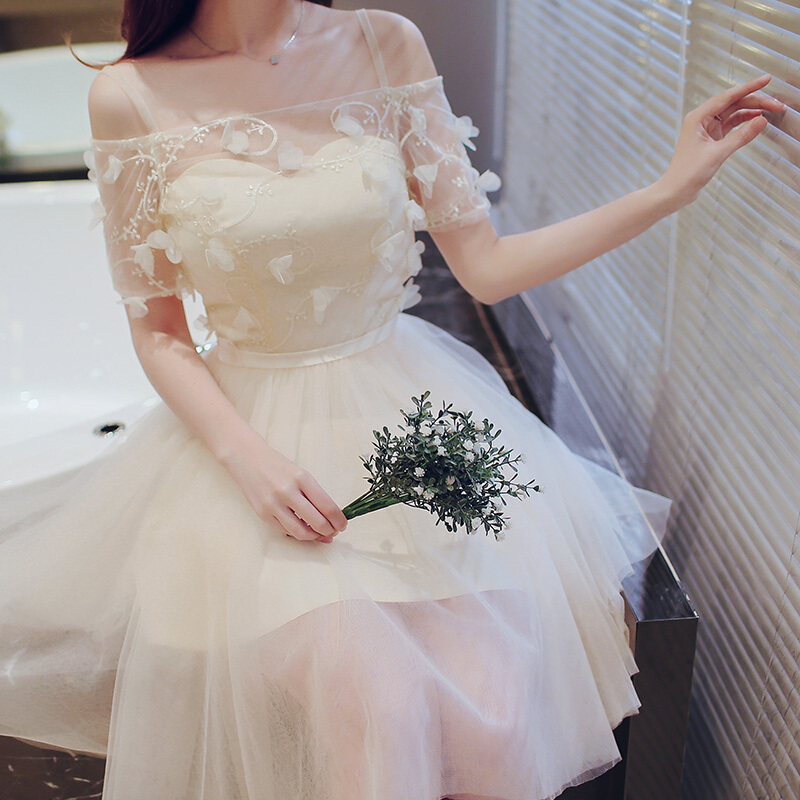 伴娘服2018新款韩式伴娘团礼服短款小礼服姐妹裙修身婚礼晚礼服夏