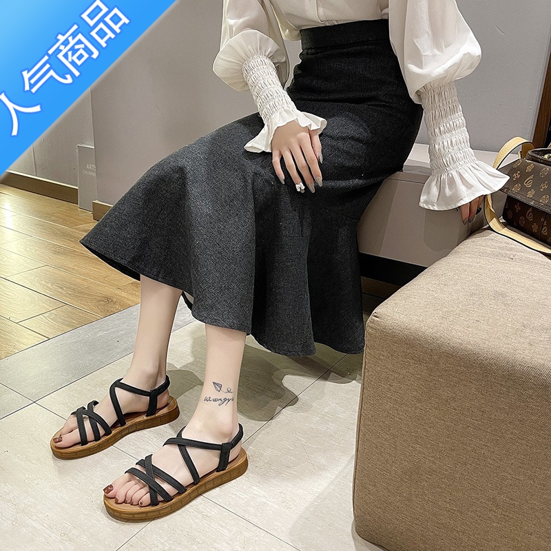 SUNTEK凉鞋2023年新款女夏季百搭学生仙女风平底鞋牛筋软底沙滩鞋ins百高清大图