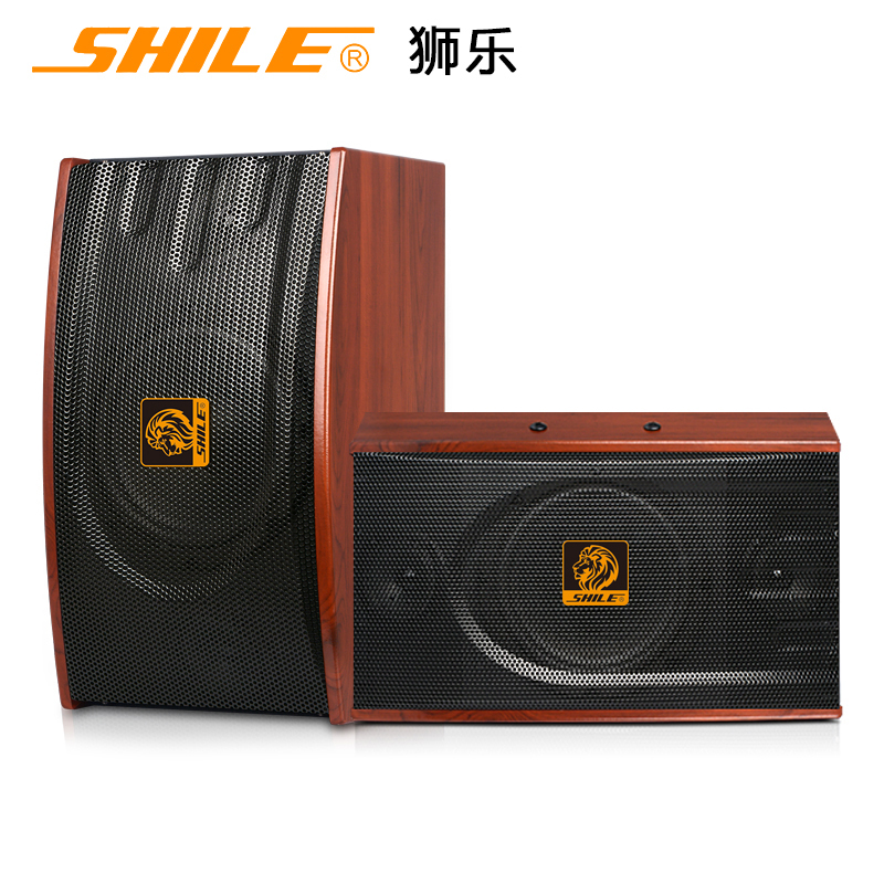 狮乐 BX118专业家庭ktv音响 家用卡拉OK音箱/会议室/教学/活动舞木纹红AV音箱