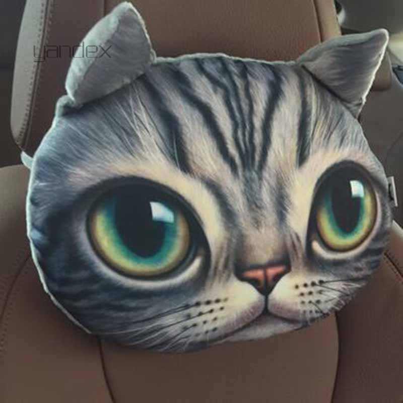 适用于汽车头枕3D卡通创意护颈枕头四季熊猫枕座椅靠枕车内装饰6
