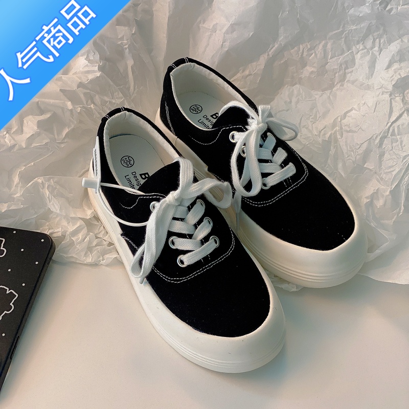 SUNTEK小众帆布鞋女2023春秋新款丑萌大头鞋ins透气板鞋厚底小白鞋子夏高清大图