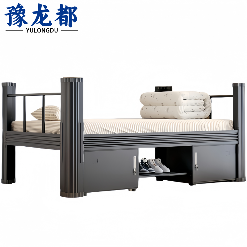 豫龙都 钢制单人床 1m+床垫/套高清大图