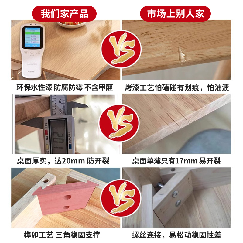 全实木餐桌现代简约橡胶木小户型饭桌北欧家用餐桌椅组合定制家具高清大图