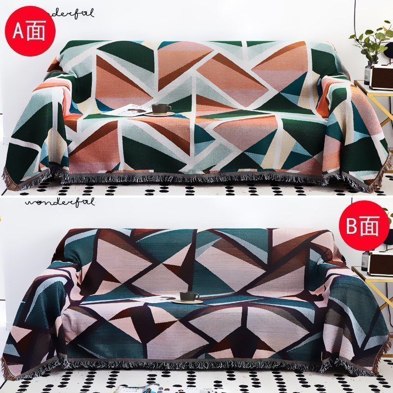 家柏饰(CORATED)北欧双面全盖沙发布沙发巾沙发毯布单沙发套罩沙发垫盖布 七巧图【双面】 180*230cm