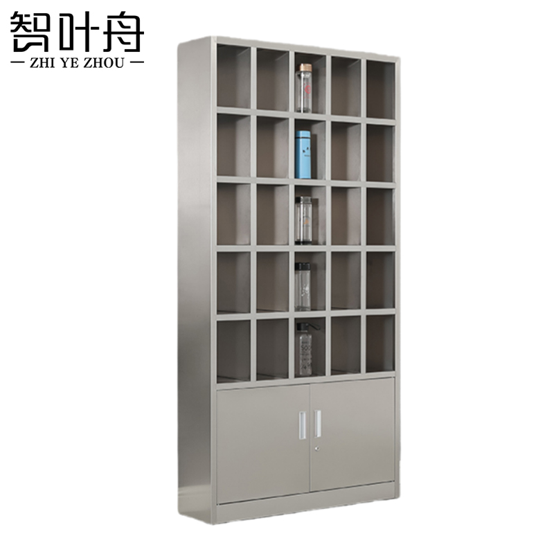 智叶舟不锈钢水杯柜25格90*25*180cm台高清大图