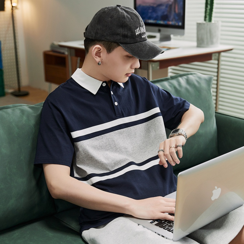 唐狮 男士polo衫短袖polo衫男短袖男polo拼接男polo衫