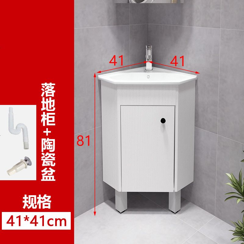 小户型防水三角浴室柜组合卫生间转角洗手盆洗脸面盆落地式洗漱台_74_381 41*41落地柜+陶瓷盆