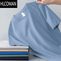 HLCOMAN新疆棉]短袖t恤男女圆领宽松纯色2025新款潮流夏季体恤