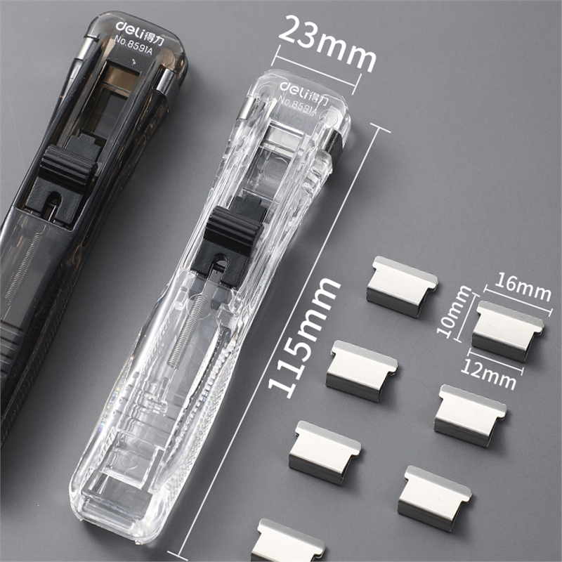 得力deli推夹器文件小夹子文具固定试卷订书机装订金属钉票据书本纸张