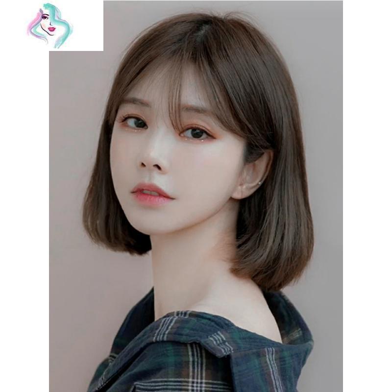 假发女空气刘海短发韩国网红bobo头圆脸修脸自然少女学生全头套式 你