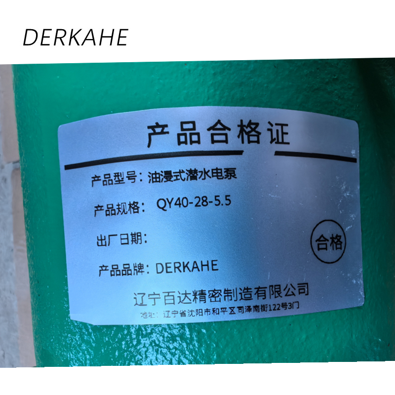 DERKAHE 油浸式潜水电泵 QY40-28-5.5 台高清大图