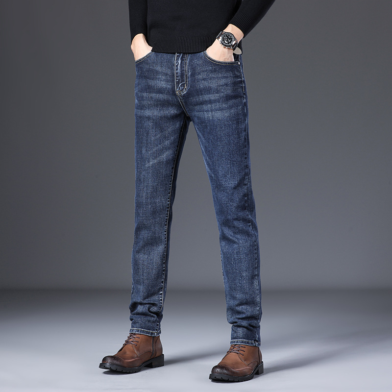 啄木鸟牛仔裤男春秋冬韩版加厚款休闲裤青年男士加绒弹力商务长裤高清大图