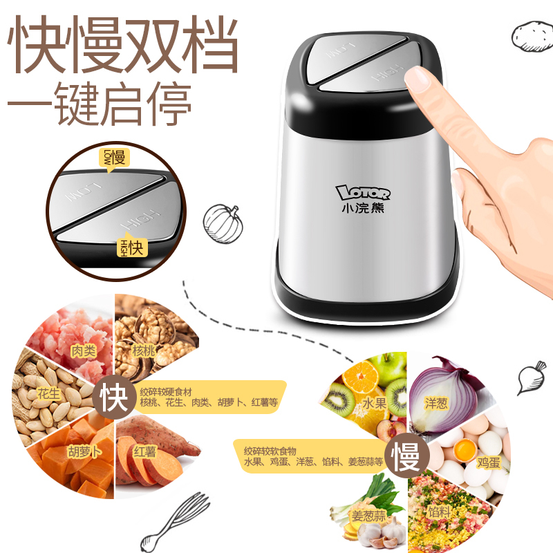 小浣熊HC-120A 1.2L绞肉机打纹肉泥机饺子馅神器馅料搞拌机