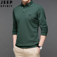 JEEP SPIRIT吉普男士长袖POLO衫春秋季中青年男士长袖T恤有领时尚百搭纯色上衣