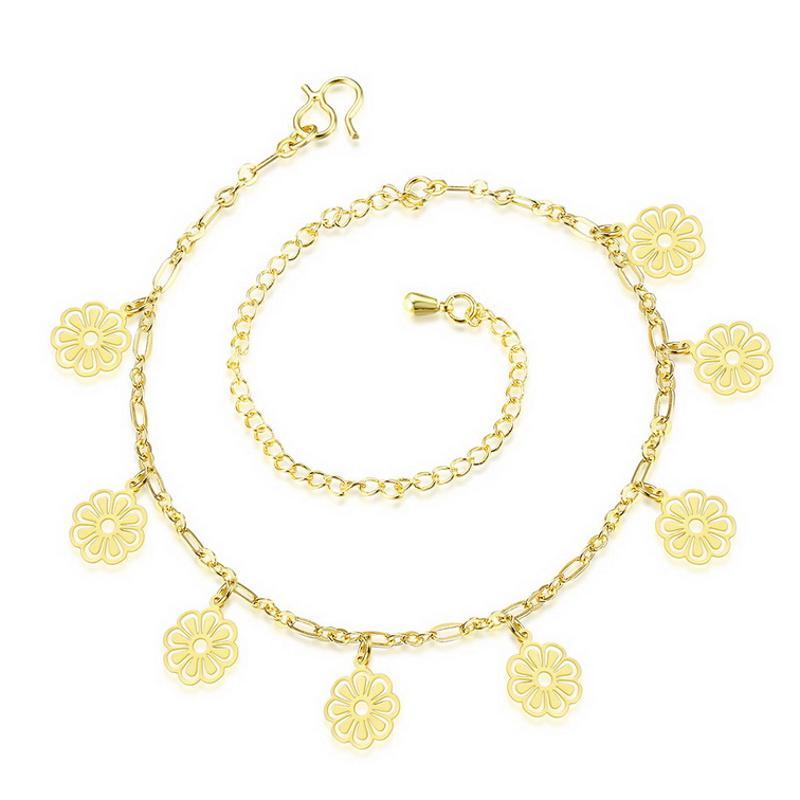 A062-A Women 18K yellow gold anklet jewelry 镀黄金色女脚链潮
