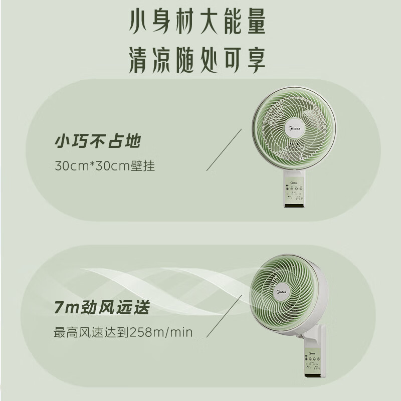 美的(Midea)电风扇壁扇家用挂壁风扇卧室客厅轻音节能摇头电扇大风力空气循环扇 [电子遥控款]FWA23UR高清大图