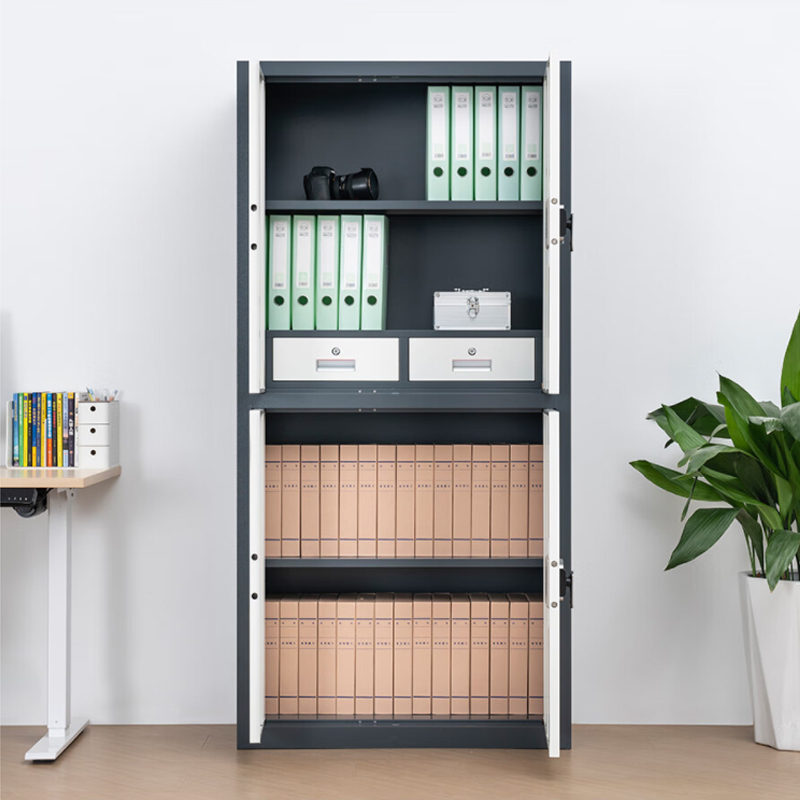 缑氏指纹电子保密柜钢制密码文件柜档案柜矮柜资料柜办公柜通双节灰白色:国保密码锁高清大图