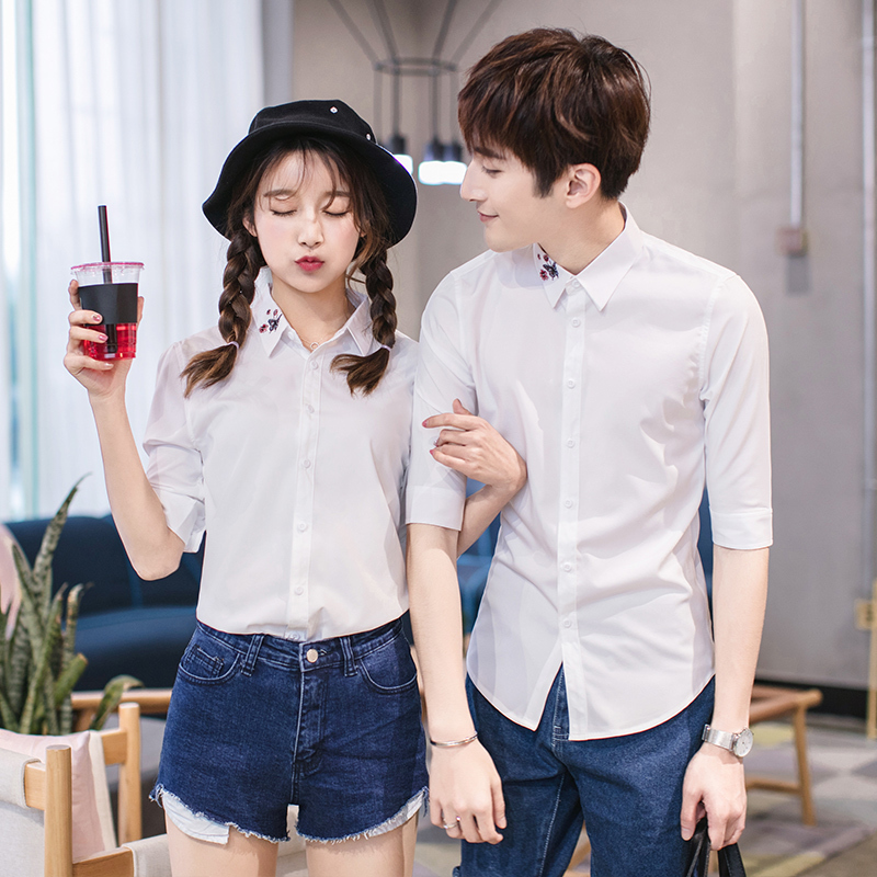 美师理店型师夜店酒吧KTV服务员工作服男士七分袖衬衫衬衣