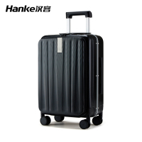 汉客铝框前开盖登机行李箱女20寸侧开旅行密码箱大容量拉杆箱男24 20寸 墨玉黑