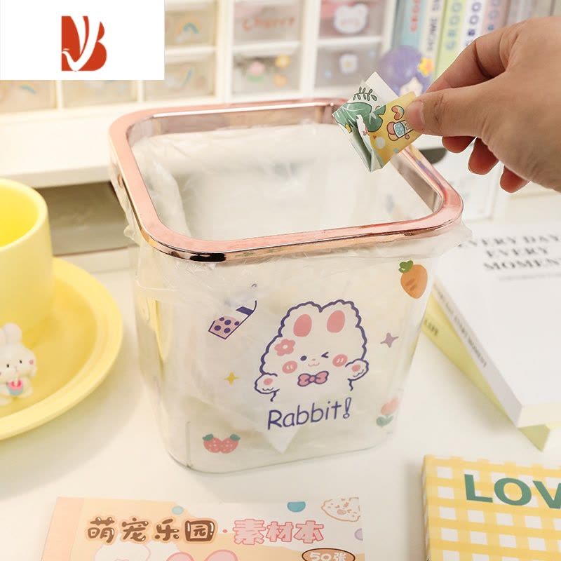 三维工匠桌面小型垃圾桶可爱轻奢办公室学生宿舍书桌收纳桶车载透明垃圾筒图片