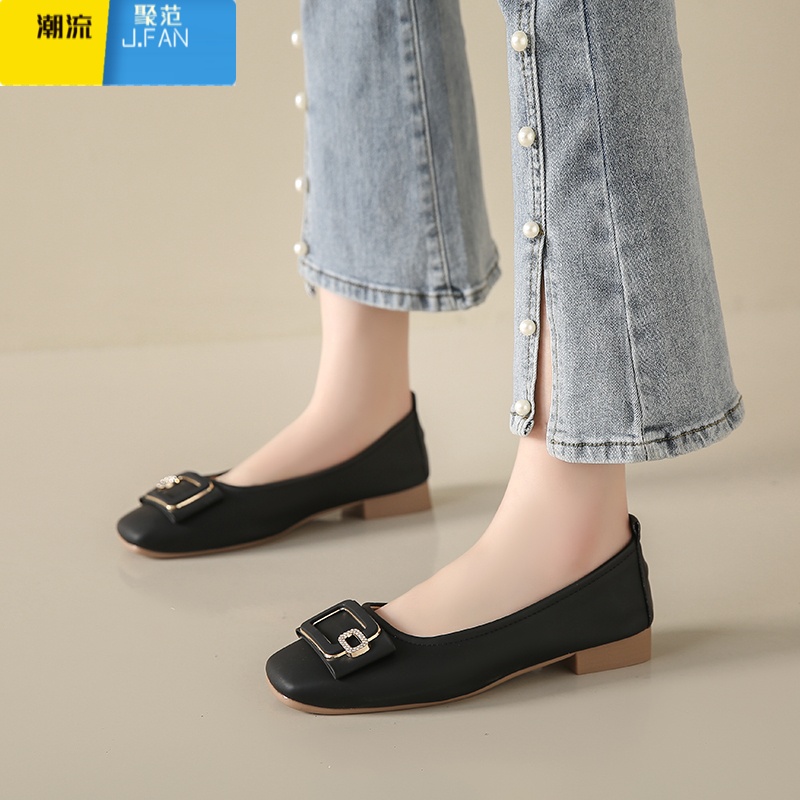 聚范女鞋2024新款夏季一脚蹬浅口单鞋配裙子软底孕妇不累脚豆豆鞋高清大图