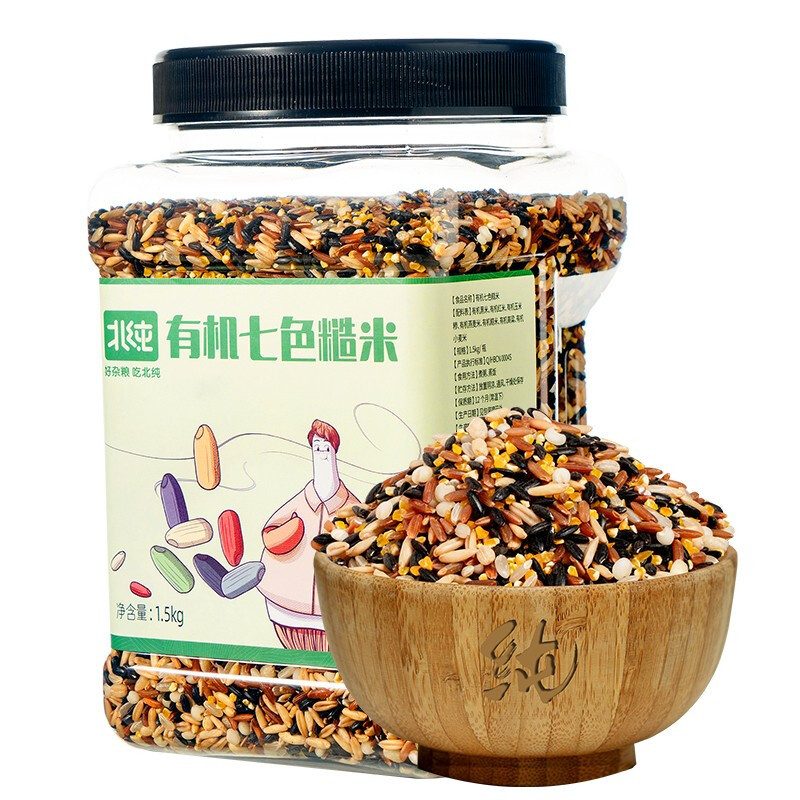 北纯 有机七色糙米 1.5kg(瓶装)高清大图