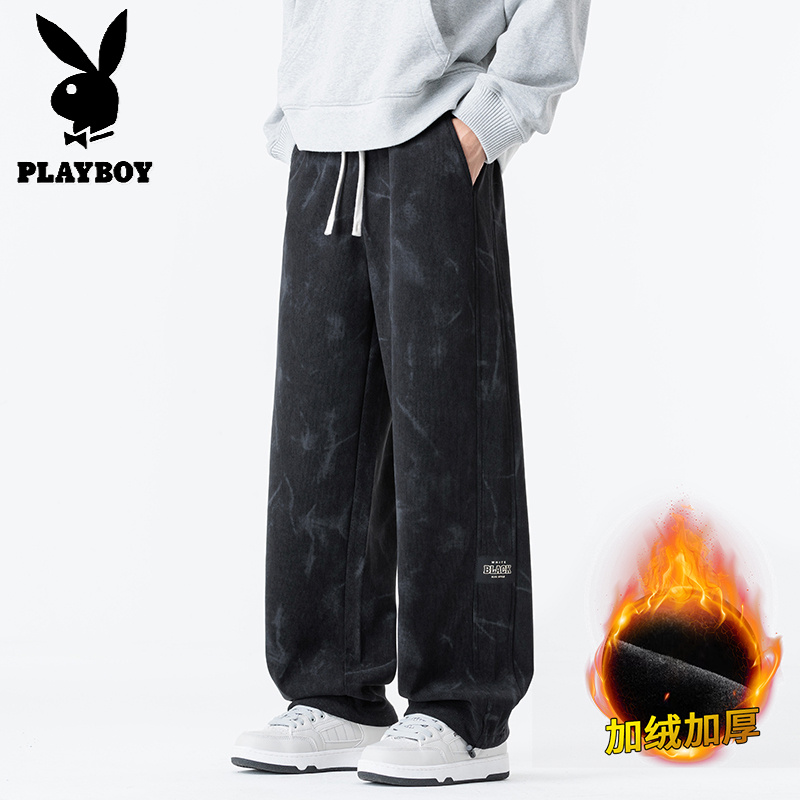花花公子秋冬新款学生潮牌灯芯绒休闲裤高清大图