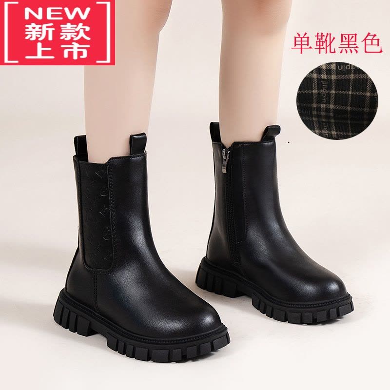 可莉允女童靴子马丁靴鞋子儿童童鞋加绒公主女孩短靴冬款2022秋冬季韩版图片