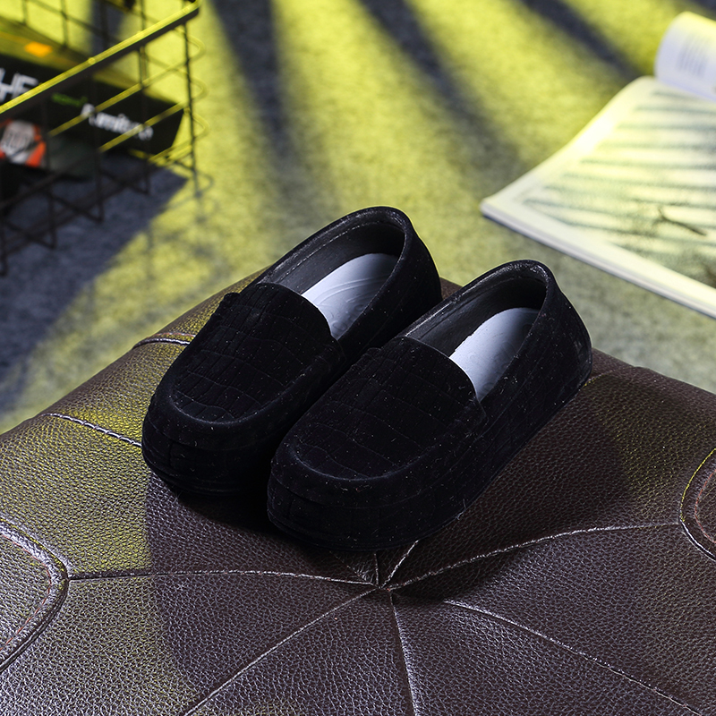 童鞋儿童男女宝宝绒面女童休闲单鞋学生宝宝豆豆鞋春款套鞋胶鞋黑色24