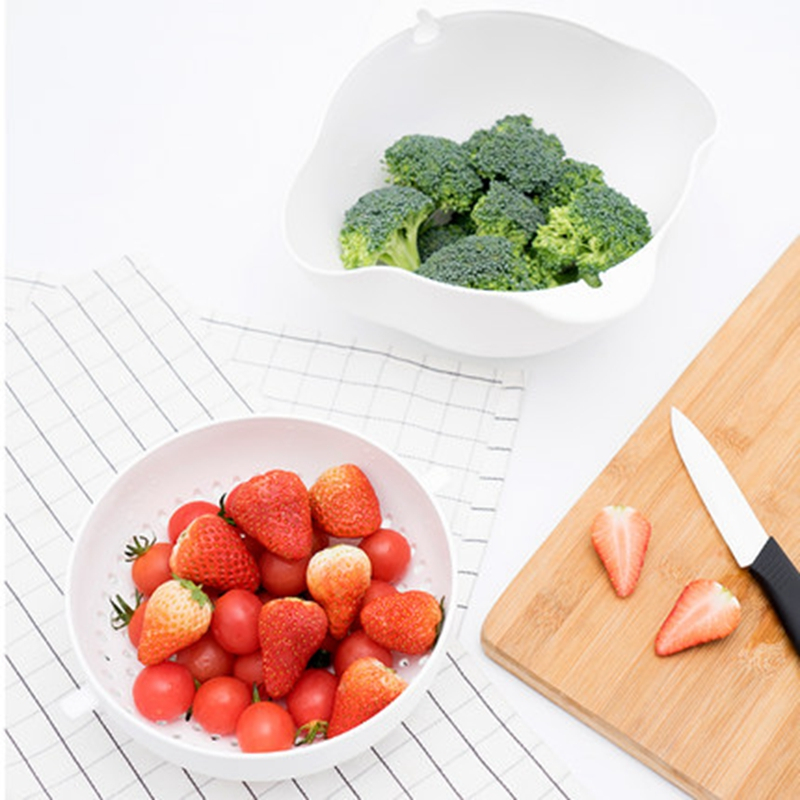 名创优品(miniso)塑料双层 洗菜篮 洗菜漏水篮子厨房沥水篮洗菜盆滤水篮水果篮居家送爱人礼品其它