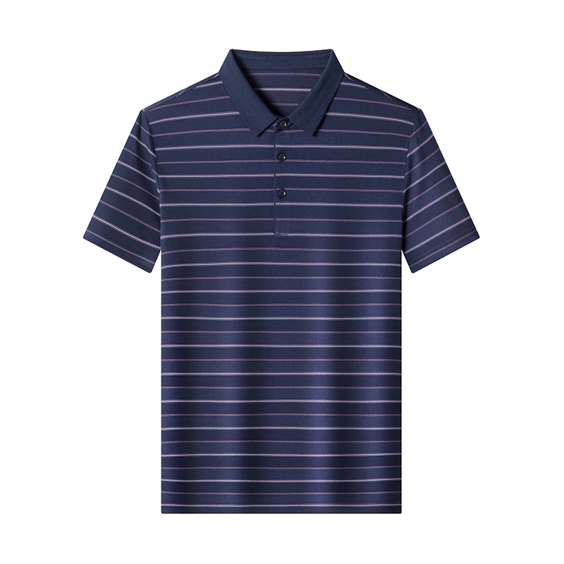 桑蚕丝新款冰丝短袖t恤男士polo衫夏季薄款商务中年桑蚕丝翻领体高清大图