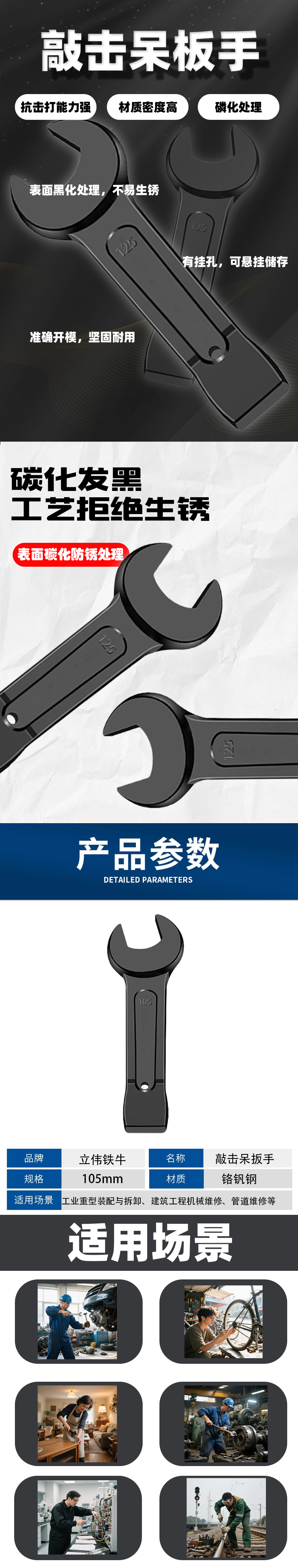 立伟铁牛敲击呆扳手105mm/把高清大图