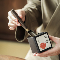 領藝 优选茶道六君子黑檀木功夫茶具茶台配件大全纯铜泡茶工具用品茶杯垫茶刀茶夹子套装