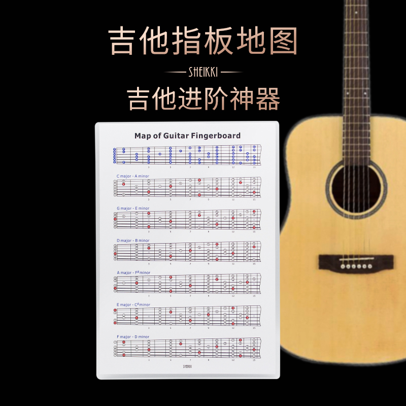 夏奇拉 Sheikki 民谣电木吉他指板地图音阶图解古典简谱数字唱名音符表音名图初学基础入门报价 参数 图片 视频 怎么样 问答 苏宁易购