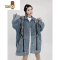YANXU美式复古小众拉链设计牛仔衣男女中国风民族花纹拼接夹克外套上衣
