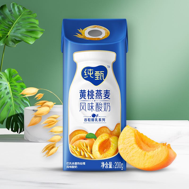 蒙牛 纯甄 常温风味酸牛奶 黄桃燕麦味 200g×10盒高清大图