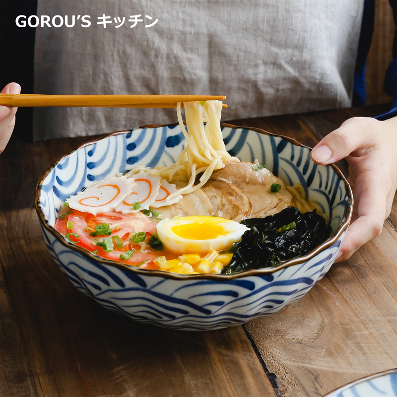 五郎顺丰日本拉面碗礼盒陶瓷餐具沙拉汤碗盖浇饭