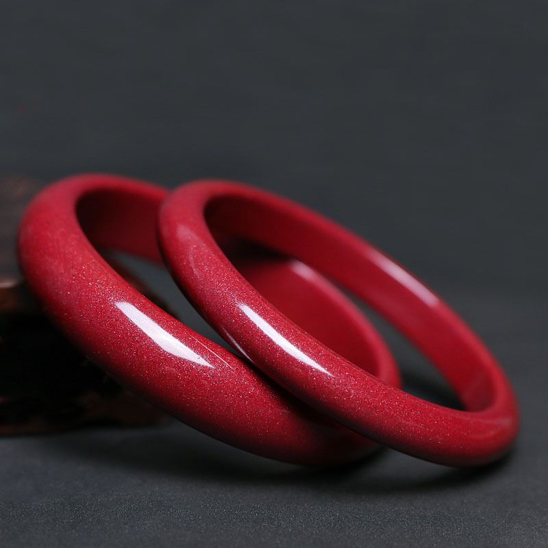 [宝钰堂]天然高含量朱砂女士手镯情侣款节日礼物父母学生镯 帝王砂宽