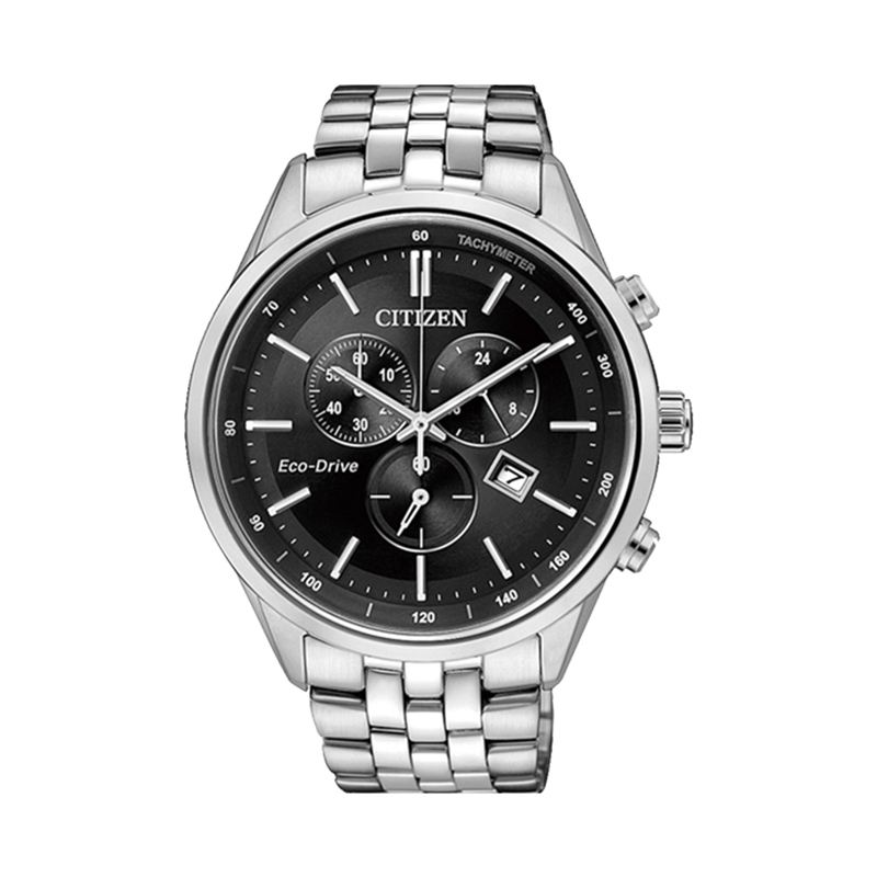 西铁城(CITIZEN)手表光动能深邃大蓝盘三眼钢表带男表AT2140-55L