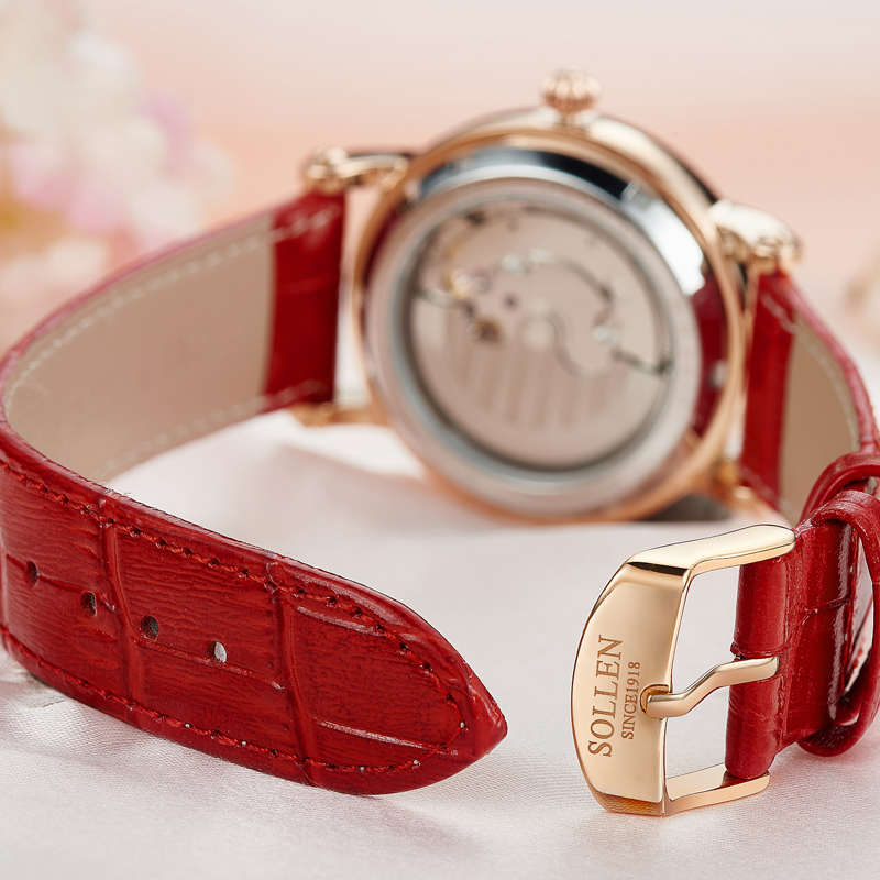 梭伦(SOLLEN)手表女蒲公英新款正品自动机械表皮带时尚潮流生活防水女表SL-408高清大图