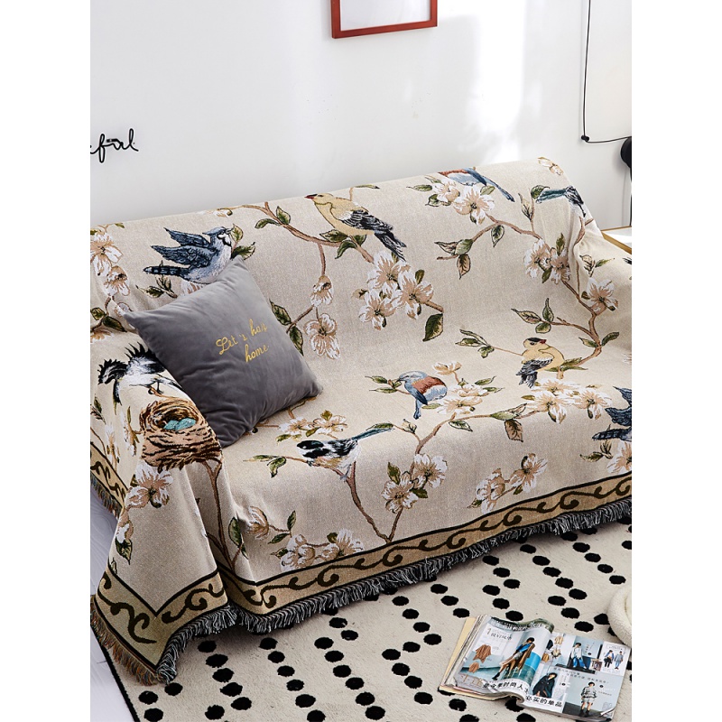 家柏饰(CORATED)北欧双面全盖沙发布沙发巾沙发毯布单沙发套罩沙发垫盖布 深灰T格[双面] 180*180cm高清大图