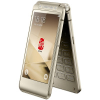 全新正品三星(SAMSUNG) W2016 双卡双待 翻盖智能 4G手机 尊贵金 电信4G标配版XY