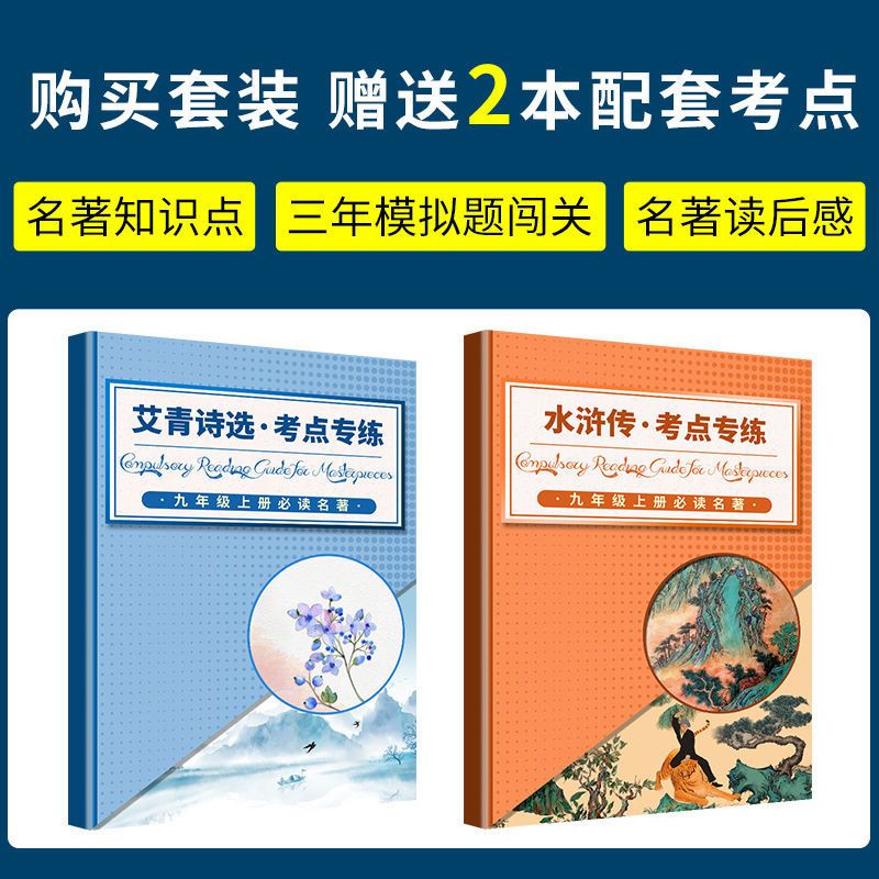 水浒传[删减版] 艾青诗选和水浒传学生正版原著初中九年级上册必读名著课外图书籍