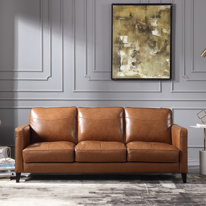 左右现代轻奢真皮沙发客厅三人位头层牛皮沙发组合dzy6050