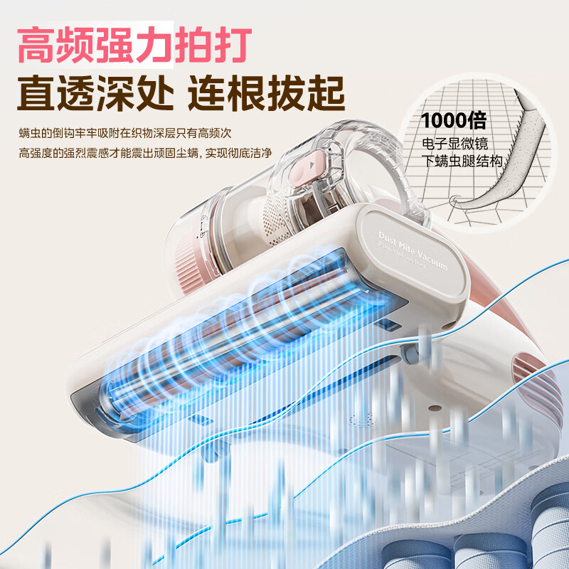 美的(Midea)除螨仪 BC3小旋风 大吸力家用吸尘除螨一体机高频拍打 床上除螨吸尘器高清大图
