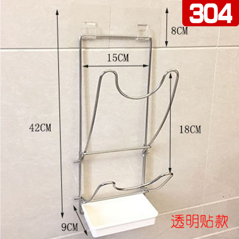 免打孔不锈钢锅盖架304壁挂式厨房收纳置物架放锅盖架子砧板挂架收纳层架三维工匠 304透明贴锅盖架