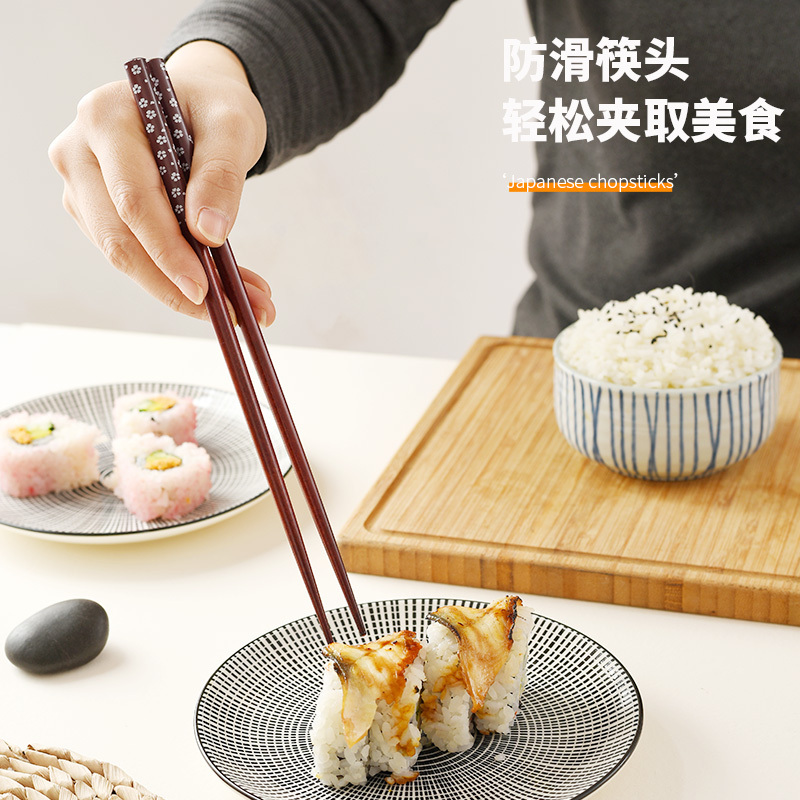 达乐丰日式樱花纹对筷精致送高档家用原木筷子天然实木防滑筷日式家用筷子礼盒装