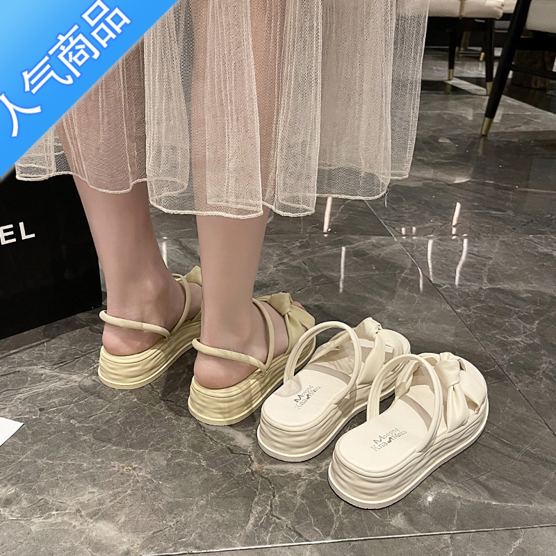 SUNTEK超火法式厚底凉拖鞋女夏外穿时尚高级感百搭2023新款平底外出凉鞋高清大图