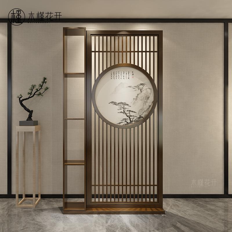 BONJEAN新中式屏风隔断墙客厅入户玄关实木现代简约装饰卧室遮挡家用座屏高清大图