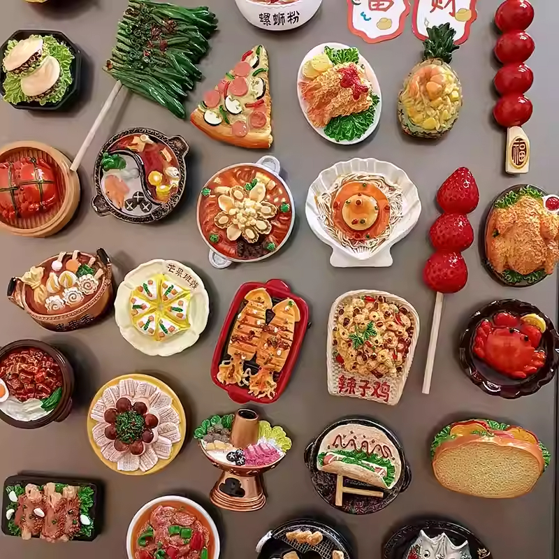 立体特色地方小吃食物树脂冰箱贴冰箱装饰高清大图